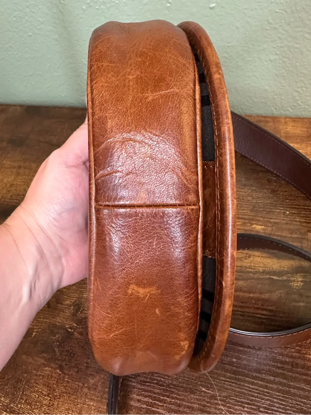 Frye Brown Genuine Leather Mini Crossbody Saddle Bag | Soft Leather